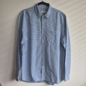 Lacoste Light Blue White Gingham Button-Up Shirt